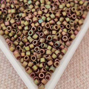 Delica 11/0, Matted Metallic Green/Pink DB0380, 5gms