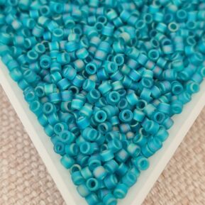 Delica 11/0, Matted Transparent Caribbean Teal AB DB1283, 5gms