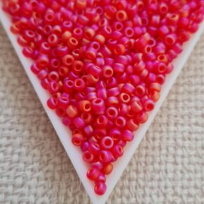 Seed bead 8/0, Matted Light Red AB, color 0140FR, 5gms