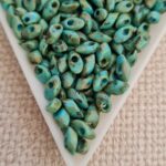 Long Magatama 4x7mm, Picasso Opaque Seafoam Green, col. LMA4514, 5gms