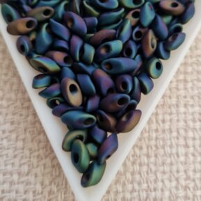 Long Magatama 4x7mm, Matte Purple Iris, 5gms