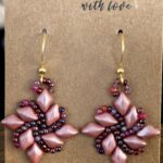 Beaded Swirl earrings with diamond duo beads, pink